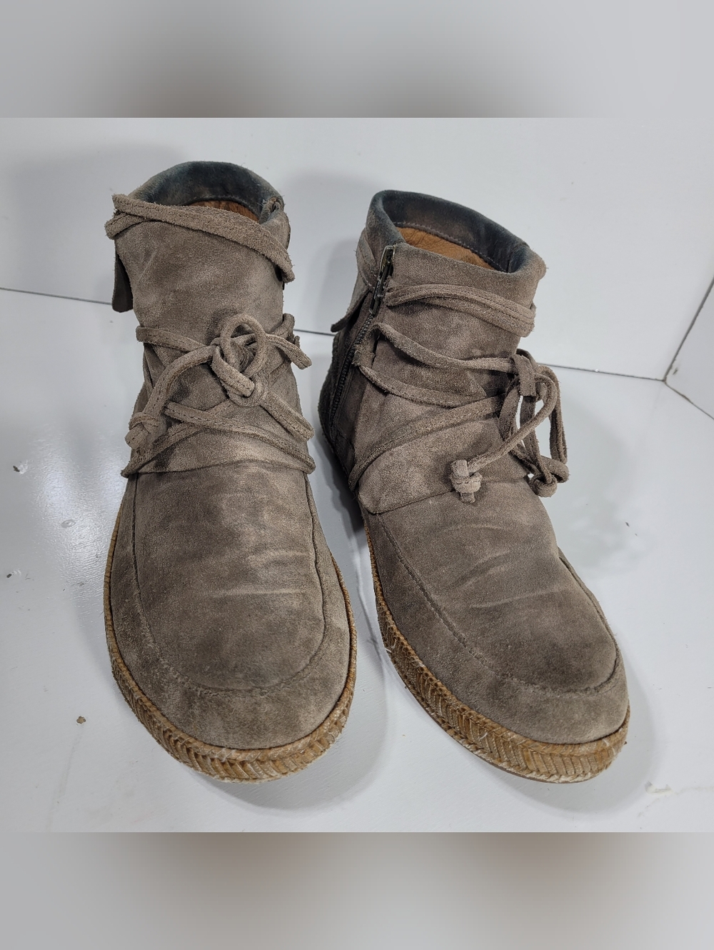 UGG Reid Slate Gray Suede Moccasin Ankle Boots Booties Women's Size 9